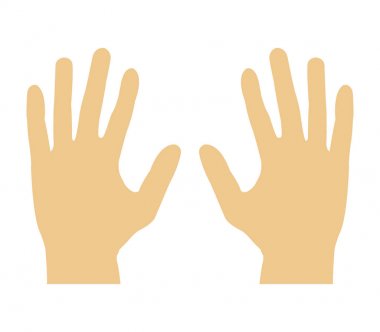 Beyaz bir arka plan üzerinde resimli eller