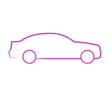 Beyaz bir arka plan üzerinde resimli araba simgesi