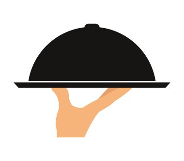 Beyaz bir arka plan üzerinde resimli el tepsi kapı