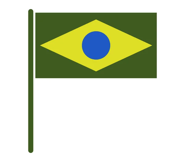 Fehér alapon illusztrált Brazília zászlaja — Stock Vector