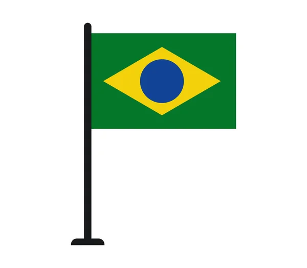 흰색 배경에서 설명 하는 브라질의 국기 — 스톡 벡터