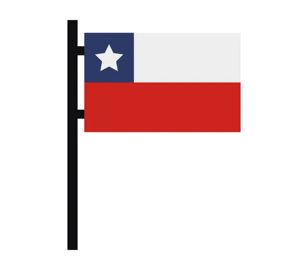 Bandera ilustrada de chile sobre fondo blanco — Archivo Imágenes Vectoriales