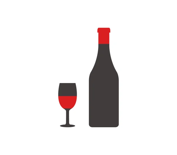 Botella de vino con copa — Vector de stock