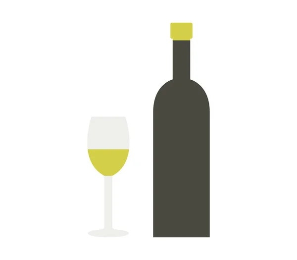 Bottiglia di vino con bicchiere — Vettoriale Stock