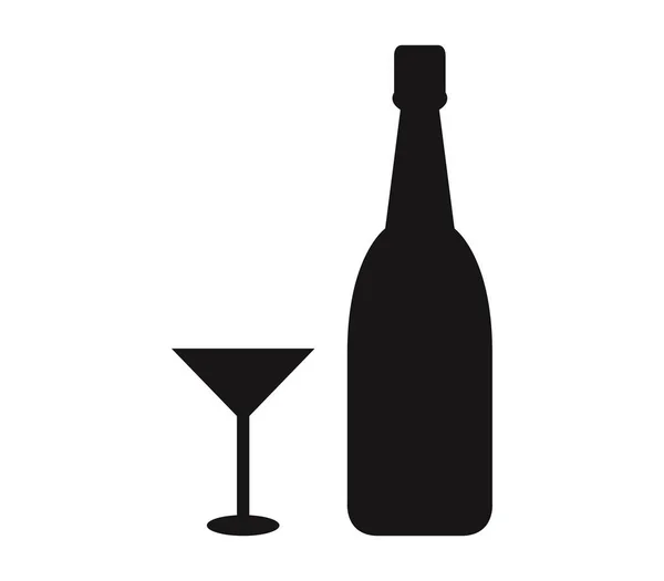 Symbol Sektflasche mit Glas — Stockvektor