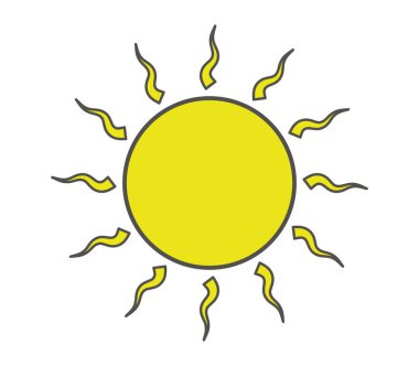 Beyaz bir arka plan üzerinde resimli güneş simgesi