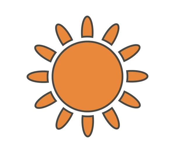 Icona del sole illustrata su sfondo bianco — Vettoriale Stock