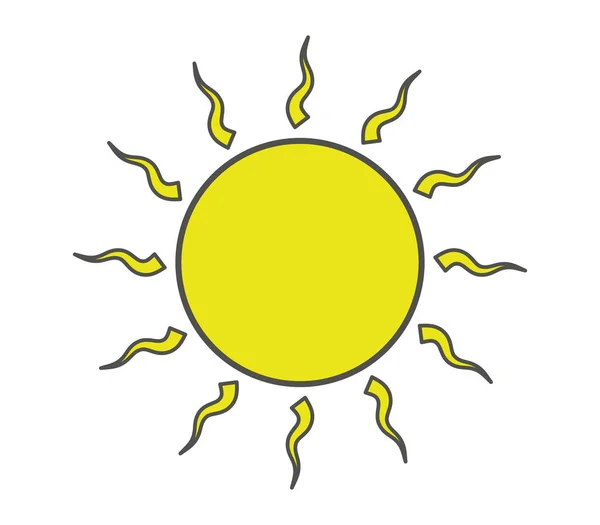 Icono del sol ilustrado sobre un fondo blanco — Vector de stock