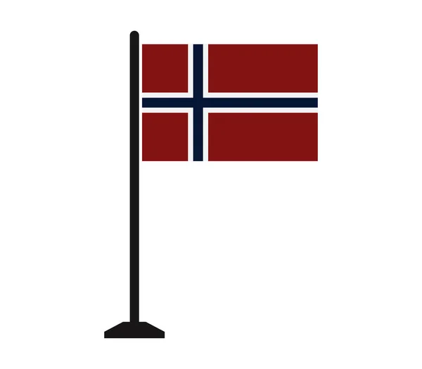 Ícone da bandeira da Noruega ilustrado sobre um fundo branco — Vetor de Stock