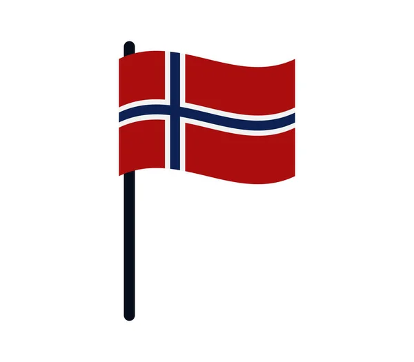Icono de bandera de Noruega ilustrado sobre un fondo blanco — Archivo Imágenes Vectoriales