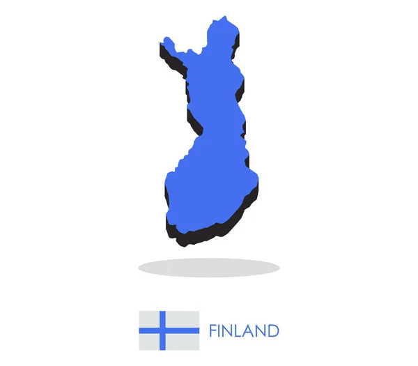 Mapa de finland con bandera sobre fondo blanco — Vector de stock