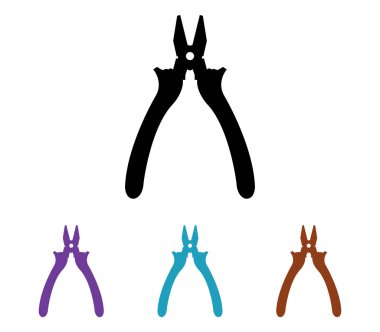 Beyaz arka plan üzerinde resimli pense dizi