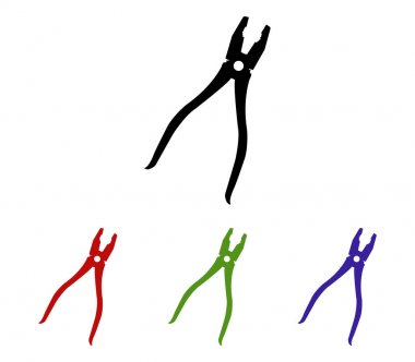 Beyaz arka plan üzerinde resimli pense dizi