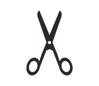 Beyaz arka plan üzerinde gösterilen simge makas