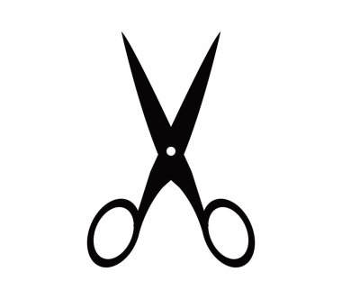 Beyaz arka plan üzerinde gösterilen simge makas