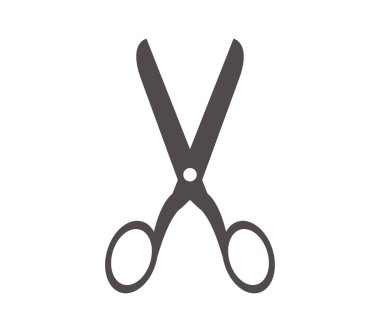 Beyaz arka plan üzerinde gösterilen simge makas