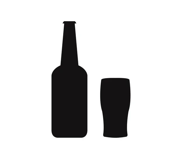 Flasche Bier mit Glas — Stockvektor