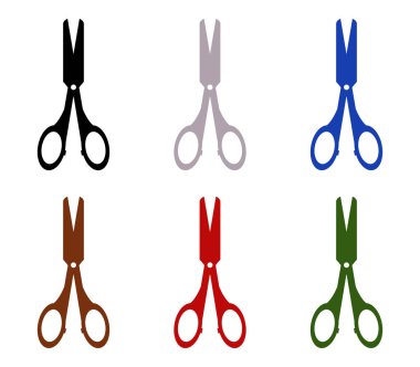 Beyaz arka plan üzerinde resimli makas kümesi