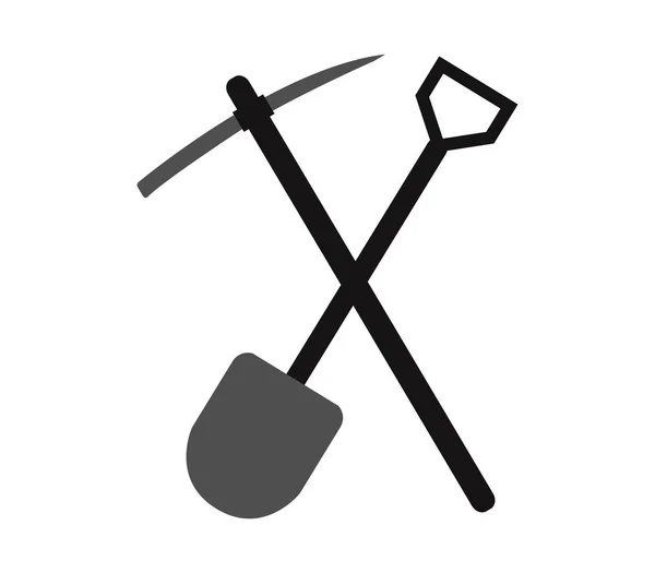 Houweel en shovel te graven op witte achtergrond — Stockvector