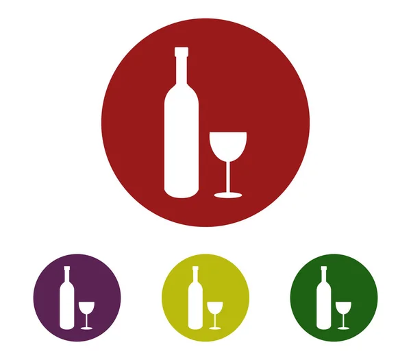 Набор икон для бутылок с бокалом вина — стоковый вектор