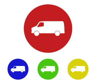 Van simgesi simgesi beyaz arka plan üzerinde seti