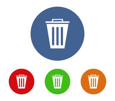 Çöp kutusu simgesi beyaz arka plan üzerinde seti