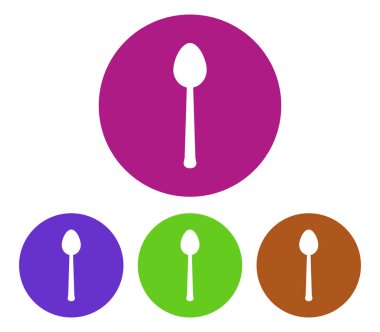 Kaşık simgesi beyaz arka plan üzerinde seti