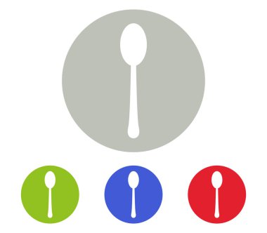 Kaşık simgesi beyaz arka plan üzerinde seti