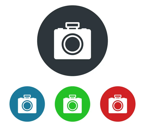 Conjunto de icono de la cámara ilustrado sobre fondo blanco — Vector de stock