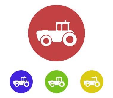 Traktör simgesi beyaz arka plan üzerinde resimli seti