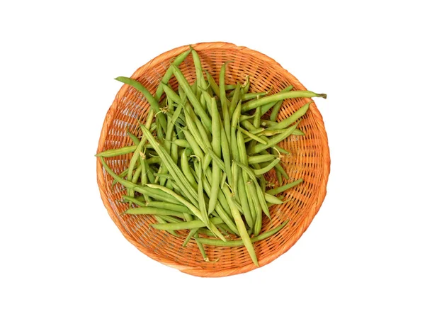 흰색 바탕에 녹색 콩 야채 — 스톡 사진