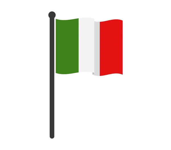 Italiensk flagga på vit bakgrund — Stock vektor