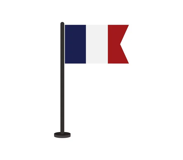흰 바탕에 있는 프랑스의 깃발 — 스톡 벡터