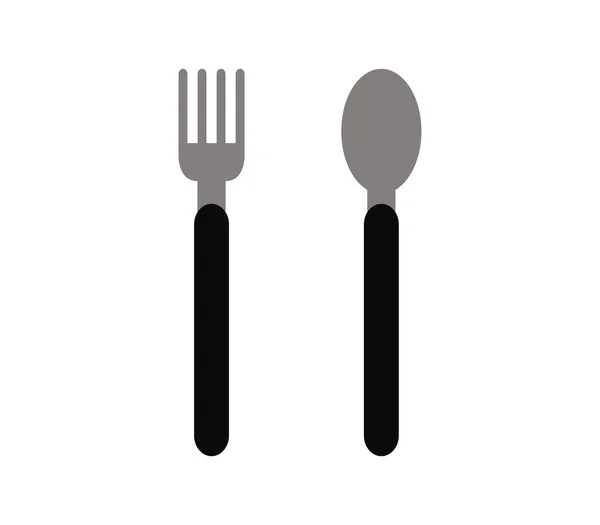 Ikonen gaffel och sked på vit bakgrund — Stock vektor