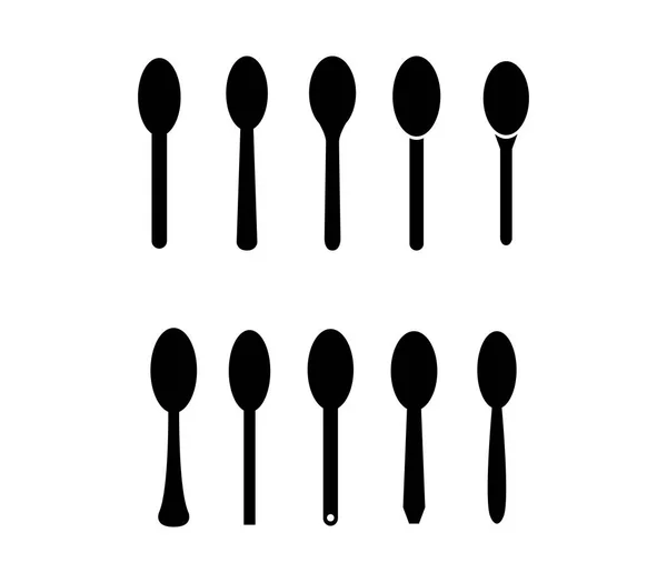 Set of spoons on white background — Stock Vector