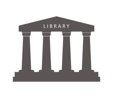 Beyaz arka plan üzerinde kütüphane Binası simgesi