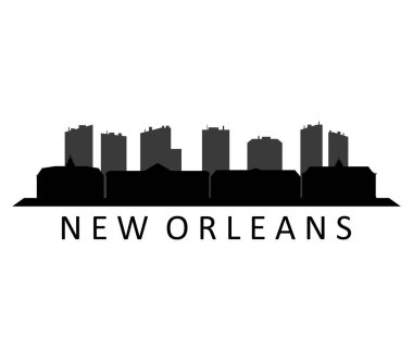Beyaz arka plan üzerinde gösterilen new orleans manzarası