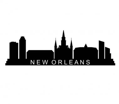 Beyaz arka plan üzerinde gösterilen new orleans manzarası