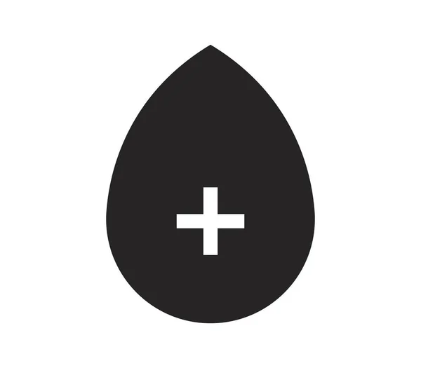Symbol Tropfen Blut mit Kreuz auf weißem Hintergrund — Stockvektor