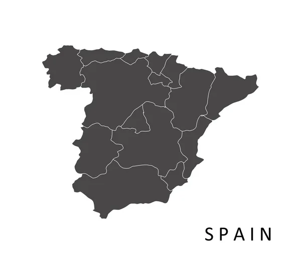 Mapa espanha com regiões em fundo branco —  Vetores de Stock