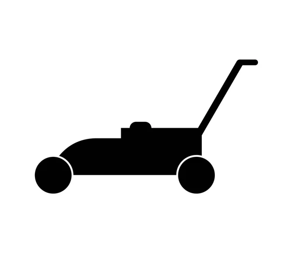 Çim biçme makinesi simgesi beyaz arka plan üzerinde resimli — Stok Vektör