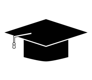 Beyaz arkaplanda mezuniyet şapkası simgesi