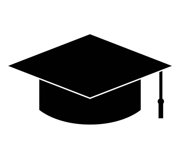 Graduation Hat Pictogram Witte Achtergrond — Stockvector