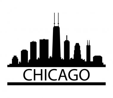 Beyaz arkaplanda Chicago silueti
