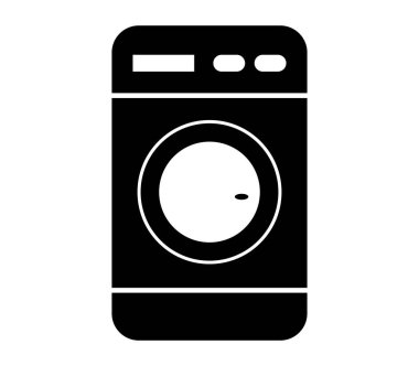 beyaz arkaplanda çamaşır makinesi simgesi