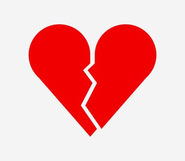 kırık kalp simgesi beyaz arka plan üzerinde