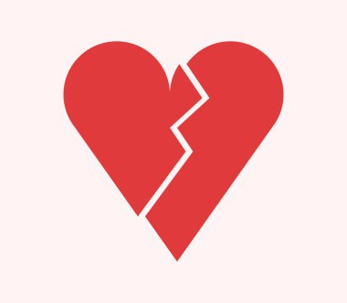 kırık kalp simgesi beyaz arka plan üzerinde