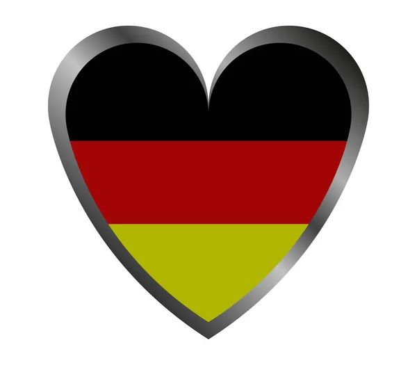 Németország Lobogója Szívvel Fehér Háttér — Stock Vector