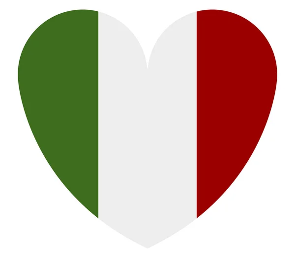 Italië Vlag Met Hart Witte Achtergrond — Stockvector