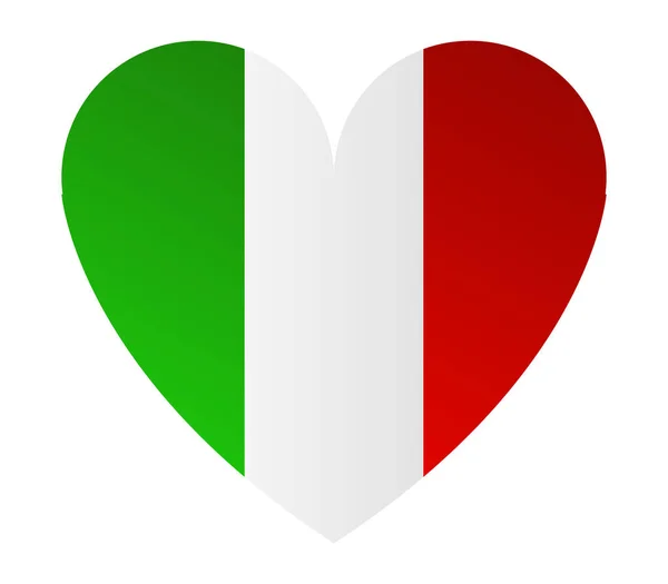 Flaga Włochy Sercem Białym Tle — Wektor stockowy